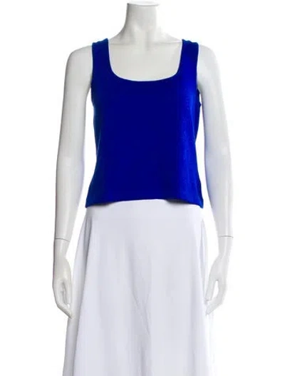 Pre-owned St John Square Neckline Sleeveless Top In Blue