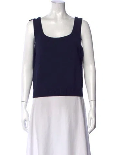 Pre-owned St John Square Neckline Sleeveless Top In Blue