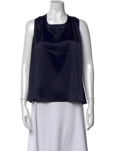 Pre-owned St John Square Neckline Sleeveless Top In Blue