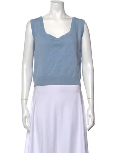 Pre-owned St John Square Neckline Sleeveless Top In Blue