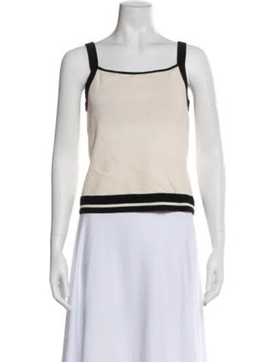 Pre-owned St John Square Neckline Sleeveless Top In Neutral
