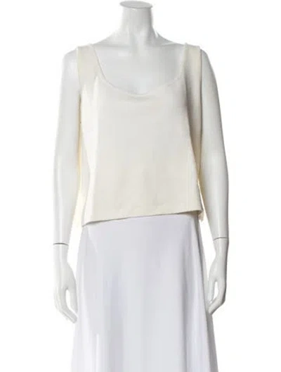 Pre-owned St John Square Neckline Sleeveless Top In Neutral