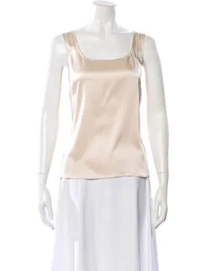 Pre-owned St John Square Neckline Sleeveless Top In Neutral