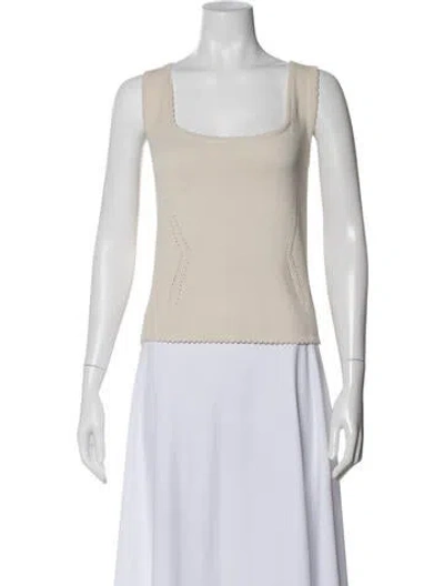 Pre-owned St John Square Neckline Sleeveless Top In Neutral