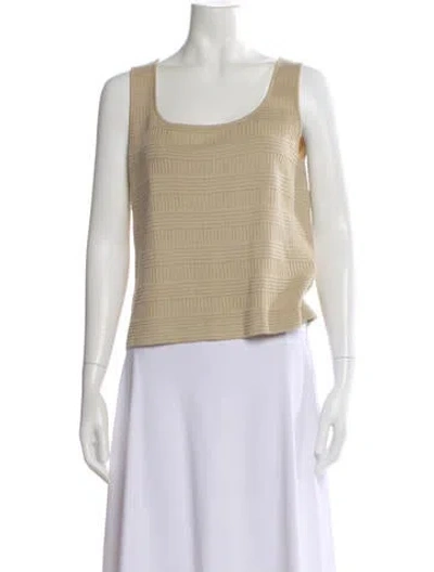 Pre-owned St John Square Neckline Sleeveless Top In Neutral