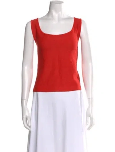 Pre-owned St John Square Neckline Sleeveless Top In Orange
