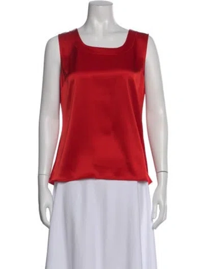 Pre-owned St John Square Neckline Sleeveless Top In Orange