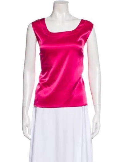 Pre-owned St John Square Neckline Sleeveless Top In Pink