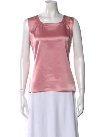 Pre-owned St John Square Neckline Sleeveless Top In Pink