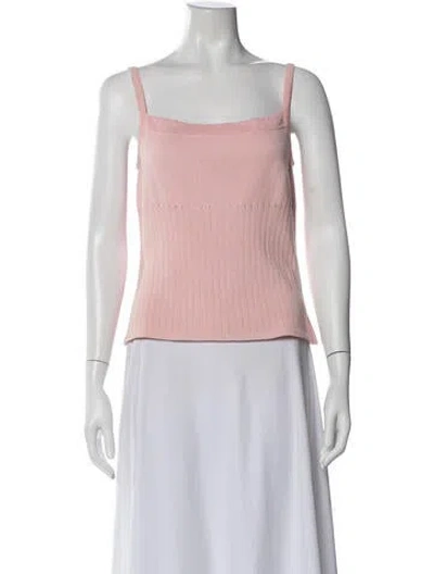 Pre-owned St John Square Neckline Sleeveless Top In Pink