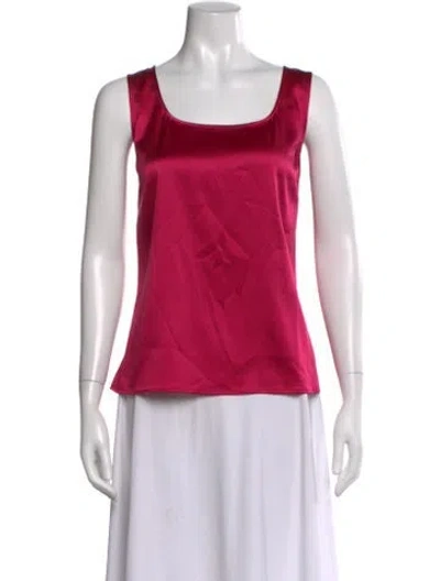 Pre-owned St John Square Neckline Sleeveless Top In Pink