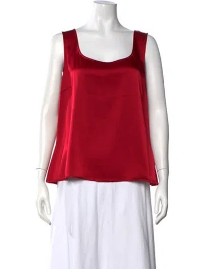 Pre-owned St John Square Neckline Sleeveless Top In Red