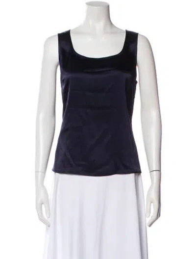 Pre-owned St John Square Neckline Sleeveless Top W/ Tags In Blue