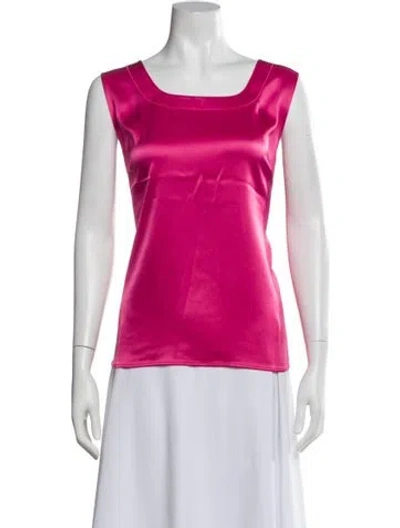Pre-owned St John Square Neckline Sleeveless Top W/ Tags In Pink