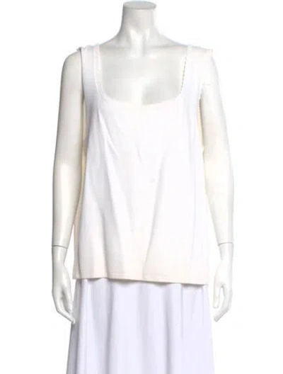 Pre-owned St John Square Neckline Sleeveless Top In White