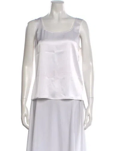 Pre-owned St John Square Neckline Sleeveless Top In White