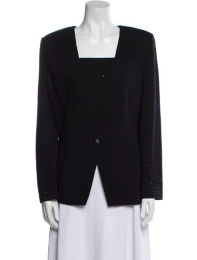 Pre-owned St John Square Neckline Sweater In Blue