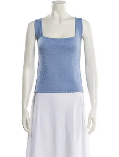 Pre-owned St John Square Neckline Sweater In Blue