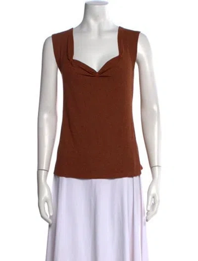 Pre-owned St John Square Neckline Sweater In Brown