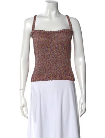 Pre-owned St John Square Neckline Sweater In Pink