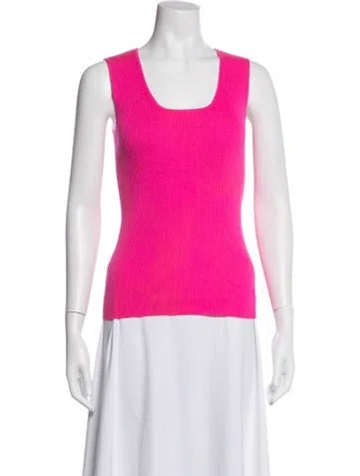 Pre-owned St John Square Neckline Sweater In Pink