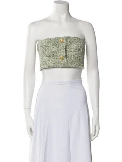Pre-owned St John Strapless Crop Top W/ Tags In Green