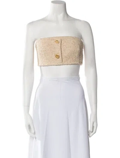 Pre-owned St John Strapless Crop Top W/ Tags In Neutral