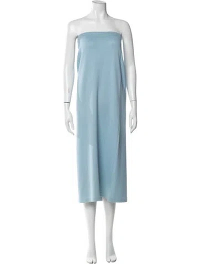 Pre-owned St John Strapless Long Dress In Blue