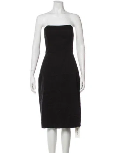 Pre-owned St John Strapless Mini Dress In Brown