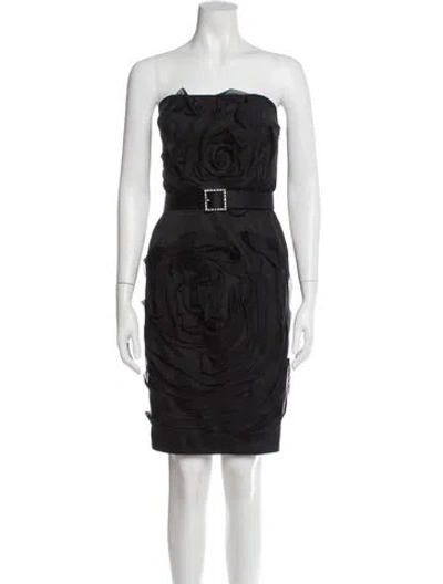 Pre-owned St John Strapless Mini Dress In Gray