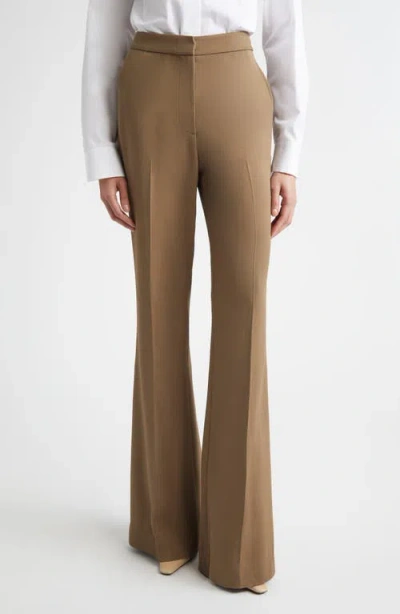 St John St. John Stretch Crepe Flare Leg Pants In Brown