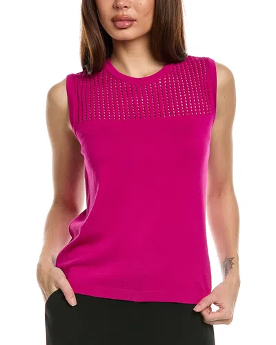 St John St. John Stretch Crochet Knit Shell In Pink