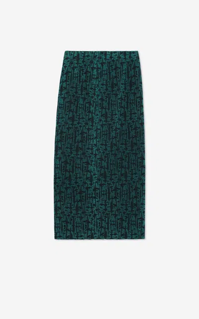 St John Stretch Geo Jacquard Skirt In Green