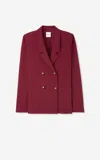 St John Double Breasted Stretch Cady Blazer In Purple