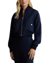 St John St. John Collection Dakota Stretch Gabardine Bomber Jacket In Blue