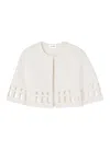 St John Stretch Knit Cut Out Cape In Ecru