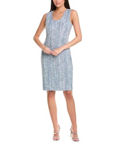 St John St. John Stretch Lurex Marble Tweed Sheath Dress In Blue
