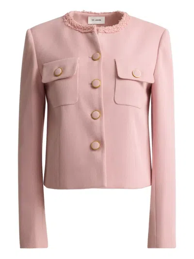 St John Stretch Melange Twill Jacket In Pink