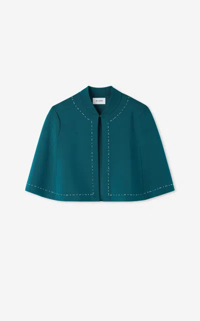 St John Stretch Pique Knit Embellished Cape In Multi