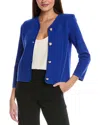 St John St. John Stretch Pique Knit Jacket In Blue