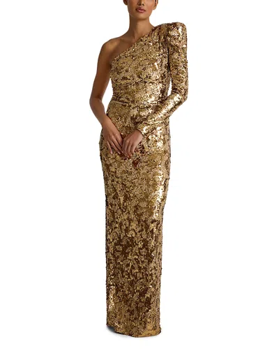 St John Stretch Sequin One Shoulder Gown In Multi