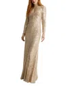 St John St. John Long Sleeve Sequin Stretch Knit Gown