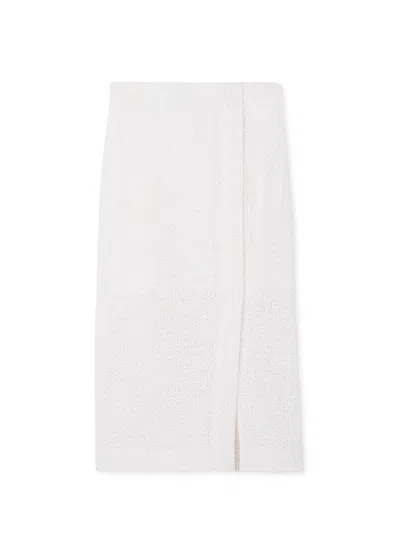 St John Stretch Tweed Skirt In Ivory