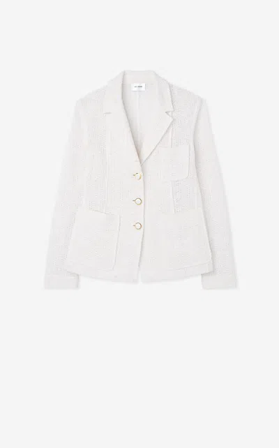 St John Stretch Tweed Suiting Jacket In Iv00