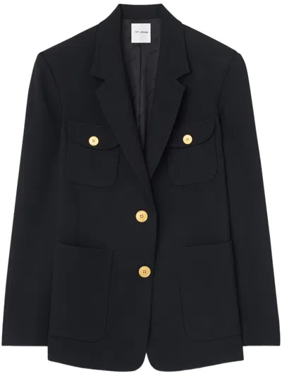 St John Stretch Twill Blazer In Black