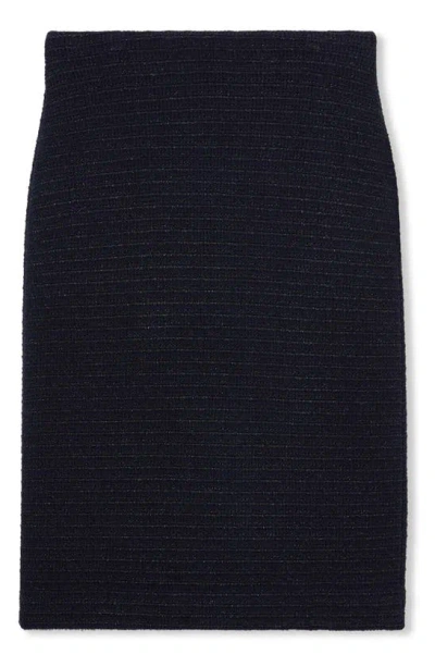 St John Stripe Metallic Tweed Pencil Skirt In Midnight