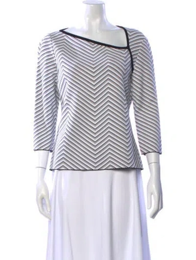 Pre-owned St John Striped Asymmetrical Top In Multi