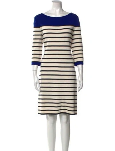 Pre-owned St John Striped Bateau Neckline Sweater