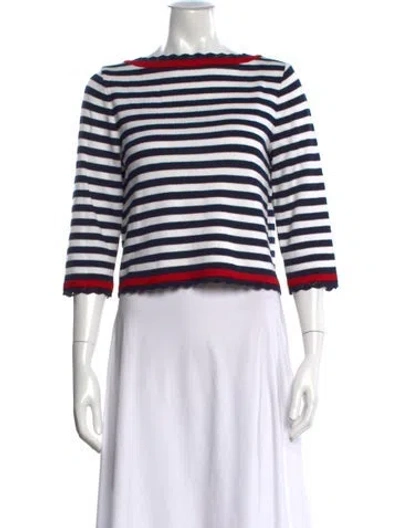 Pre-owned St John Striped Bateau Neckline Sweater