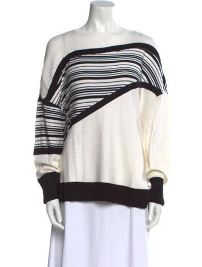 Pre-owned St John Striped Bateau Neckline Sweater In Multi